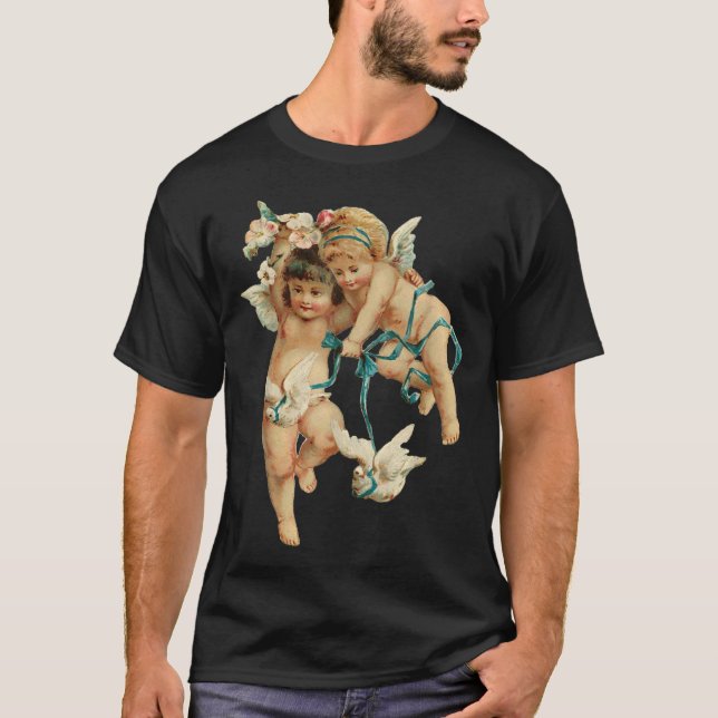 Camiseta Cachorros y palomas angelicales (Anverso)