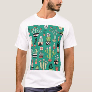 Camiseta Cactancia en floración Vintage de fondo verde
