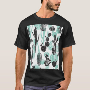 Camiseta Cacti de mano dibujada: Doodle Seamless