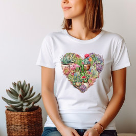 Camiseta Cacti En Forma De Corazón