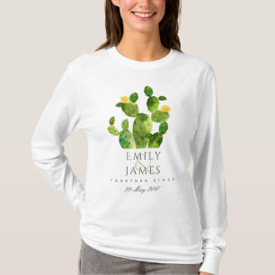 CAMISETA CACTO DE DESIERTO DE COLOR DE AGUA VERDE GUARDAR E