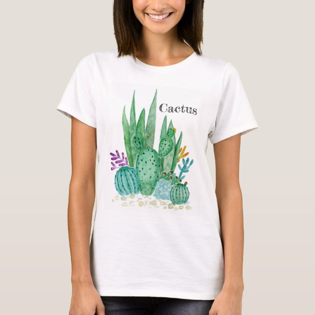Camiseta Cactus acuarela cactus flores florales desierto fl (Anverso)