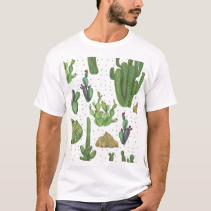 Camiseta Cactus acuarela, patrón natural sin fisuras.