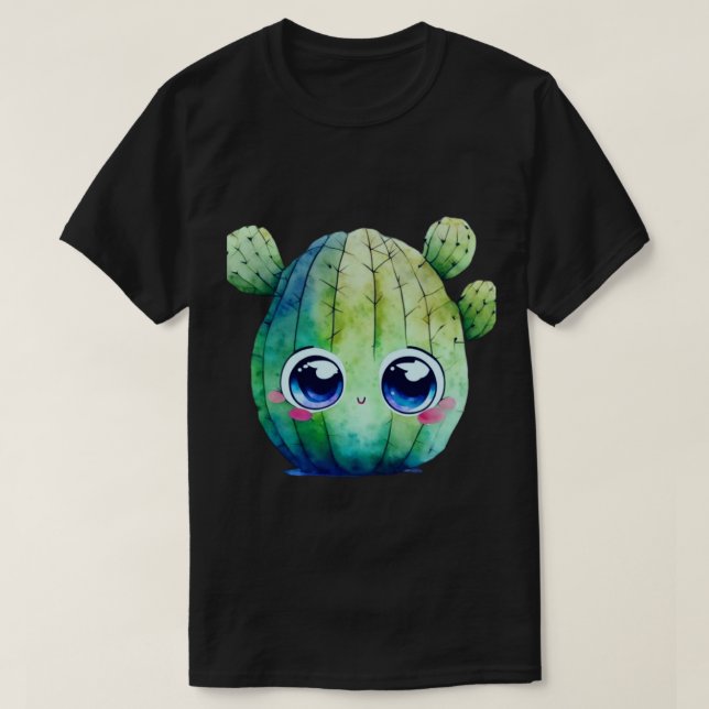 Camiseta Cactus Adorables con ojos azules grandes (Diseño del anverso)