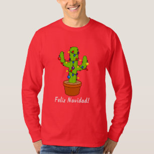 Camiseta Cactus adornado para los días de fiesta Feliz