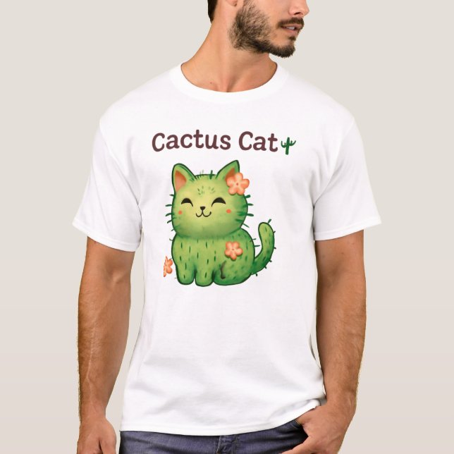 Camiseta Cactus Cat 🌵 🐱 diseño de Personalizado floral (Anverso)