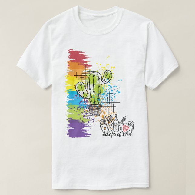 Camiseta Cactus coloridas de amor (Diseño del anverso)