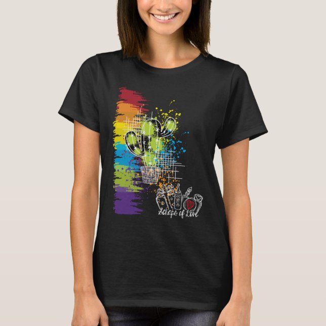 Camiseta Cactus coloridos de amor oscuro (Anverso)