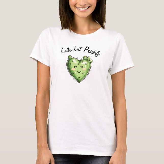 Camiseta Cactus Corazón Divertido Día de San Valentín  (Anverso)