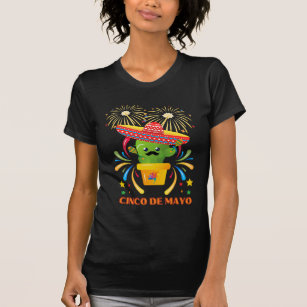 Camiseta Cactus Cute Kawaii Con Sombrero Cinco De Mayo