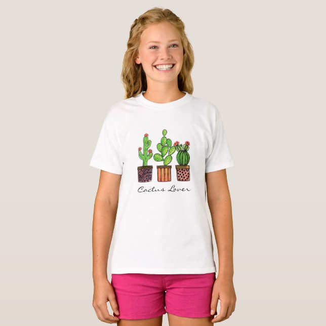 Camiseta Cactus De Acuarela Cuta En Cacerolas (Anverso completo)
