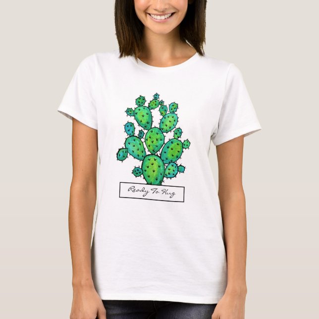Camiseta Cactus de color de agua grandioso (Anverso)
