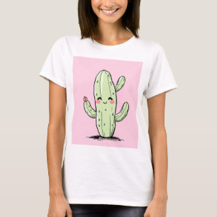 Camiseta Cactus de corte con fondo rosa