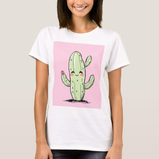 Camiseta Cactus de corte con fondo rosa