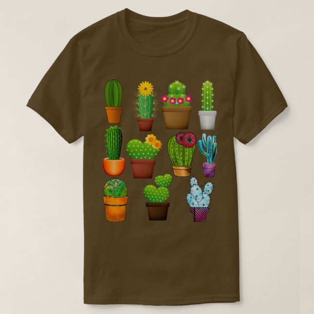 Camiseta cactus de cultivo de flores (Diseño del anverso)