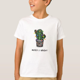 Camiseta Cactus de feriado para niños merry y brillantes