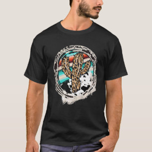 Camiseta Cactus de patrón de vaca leopardo Serape Print Cow