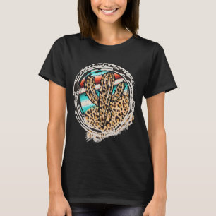 Camiseta Cactus de patrón leopardo Serape Imprimir Rodeo de