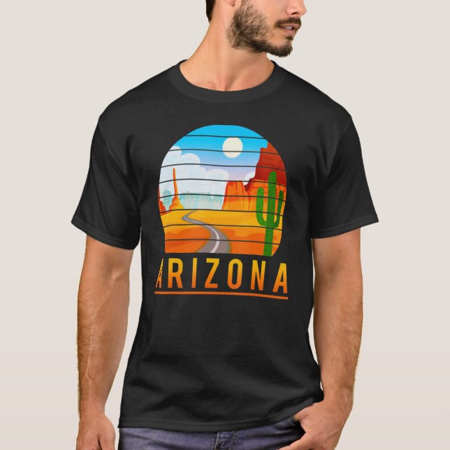 Camiseta Cactus del desierto retro de Arizona Roadrunner (Anverso)
