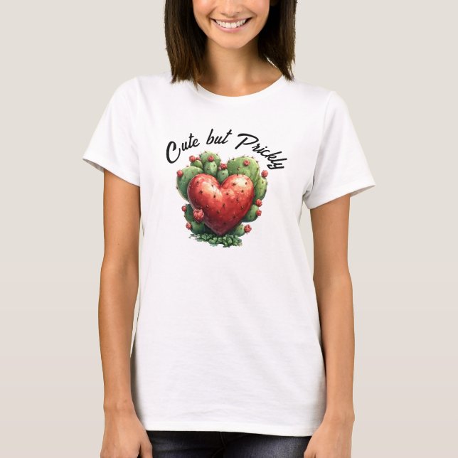 Camiseta Cactus Divertido Corazón Día de San Valentín (Anverso)