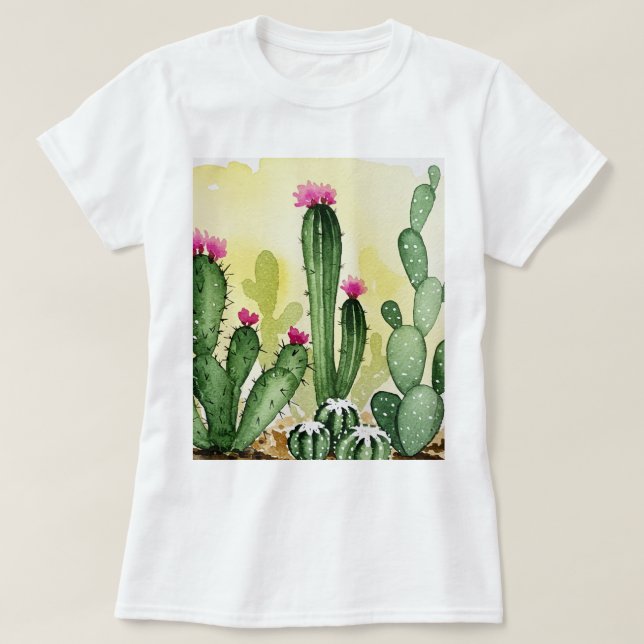 Camiseta Cactus en flor (Diseño del anverso)