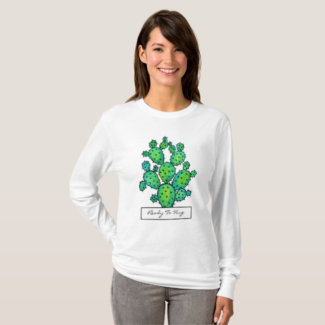 Camiseta Cactus espinoso de la acuarela magnífica (Anverso completo)