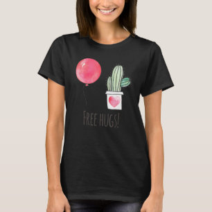 Camiseta Cactus Free Hugs Balloon Heart Succulent Cactus