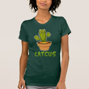 Camiseta Cactus Funny Cactus Cat Plant Pot
