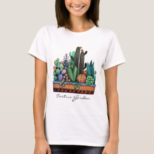 Camiseta Cactus Garden Cute Watercolor En Pot