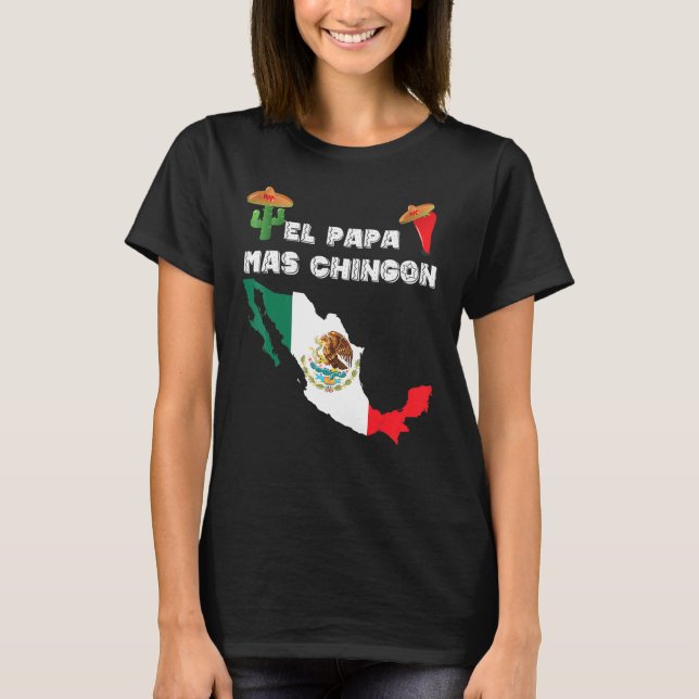 Camiseta Cactus mexicano de bandera Sombrero Jalapeno El Pa (Anverso)