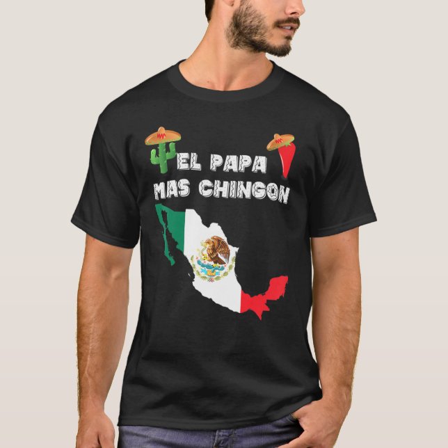Camiseta Cactus mexicano de bandera Sombrero Jalapeno El Pa (Anverso)