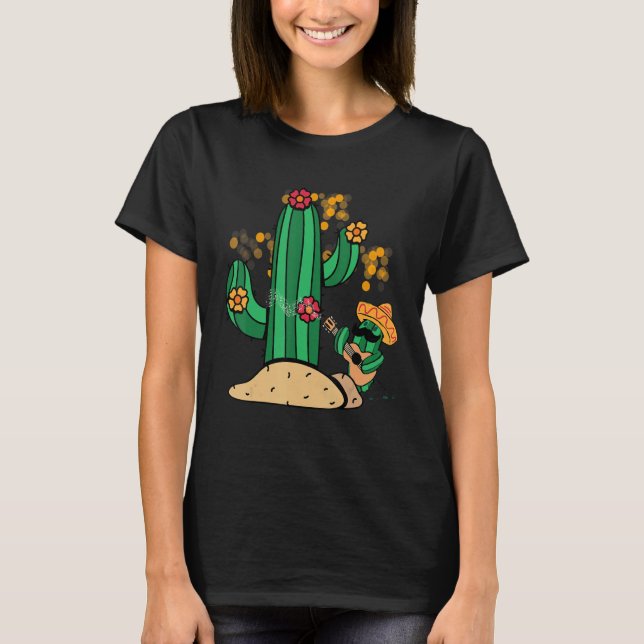 Camiseta cactus music singing guitar sombrero mexicano dese (Anverso)