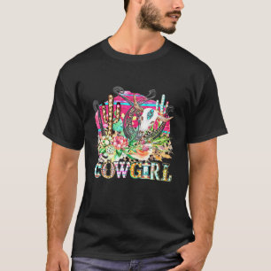 Camiseta Cactus Occidental Texas Cowgirl Cow Bull Skull Rod
