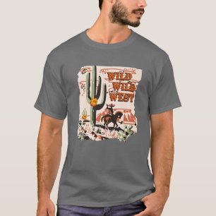 Camiseta Cactus Oeste del Desierto Salvaje del Cowboy Retro