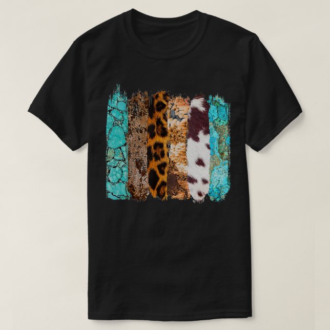Camiseta Cactus Piel de vaca Serape Turquoise (Diseño del anverso)