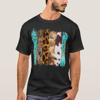 Camiseta Cactus Piel de vaca Serape Turquoise