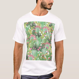 Camiseta Cactus pintado a mano: verde desierto