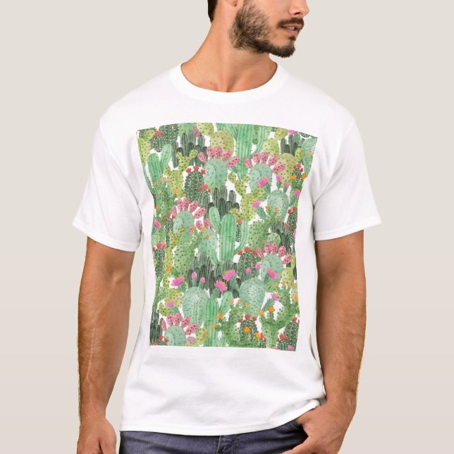 Camiseta Cactus pintado a mano: verde desierto (Anverso)