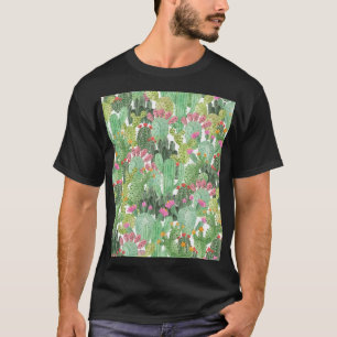 Camiseta Cactus pintado a mano: verde desierto
