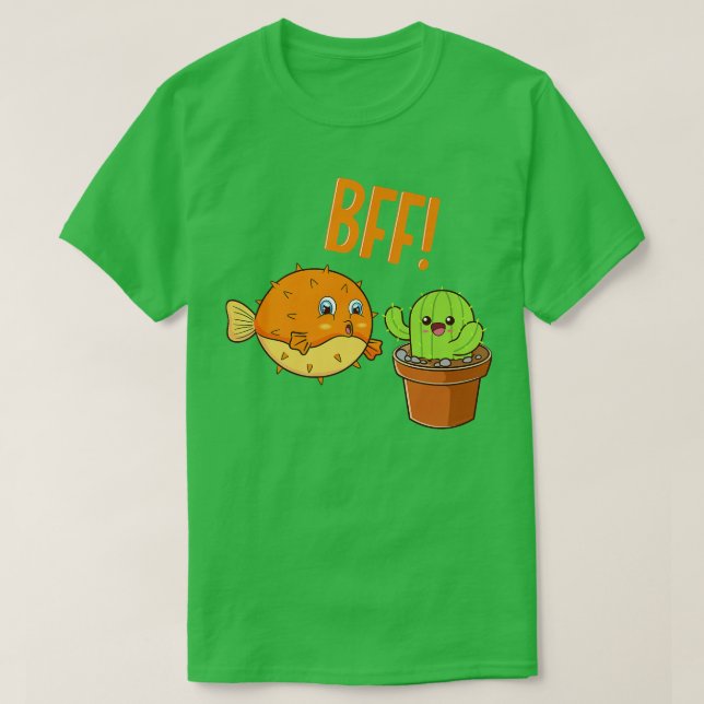 Camiseta Cactus & Puffer Fish BFF Funny Bestie Kawaii Frien (Diseño del anverso)