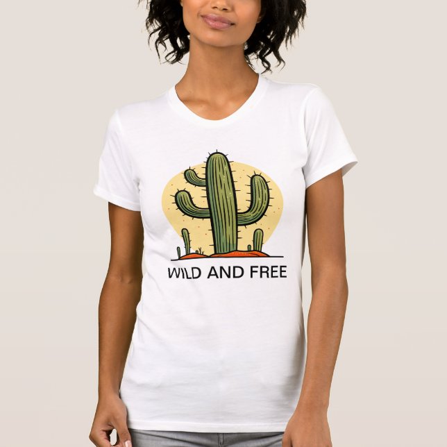 Camiseta Cactus salvajes y libres exitosos en tonos cálidos (Anverso)
