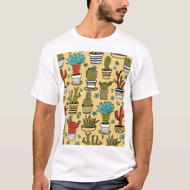 Camiseta Cactus Succulent: Esbozo dibujado a mano (Anverso)