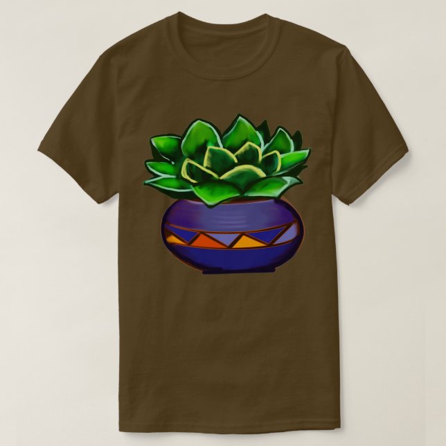 Camiseta cactus succulents en pott ornamental antiguo (Diseño del anverso)