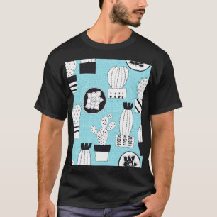 Camiseta Cactus, suculento: diseño a mano sin fisuras.