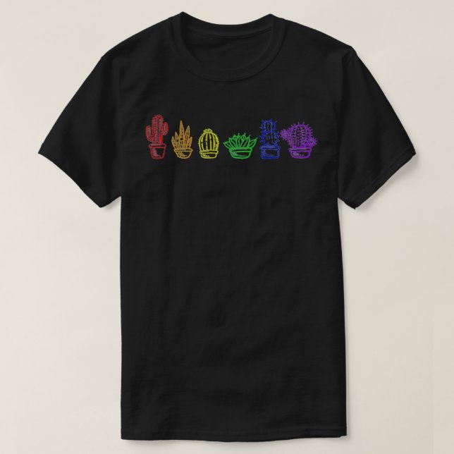 Camiseta Cactus Suculento Orgullo Planta Arcoiris Lover Sut (Diseño del anverso)
