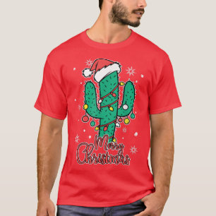Camiseta Cactus Wear Santas Hat With Christmas Lights Cactu