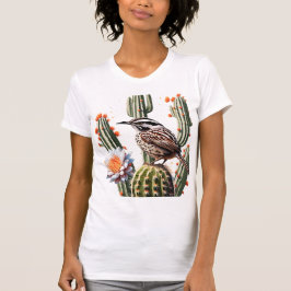 Camiseta Cactus Wren Rodeado Por Saguaro Cactus Blossom