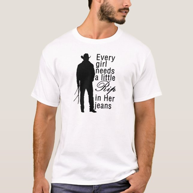 Camiseta Cada Chica Necesita Un Pequeño Rip En Sus Jeans, V (Anverso)