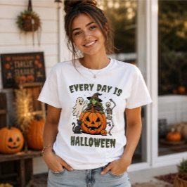 Camiseta Cada Día Es Halloween Bruja Adorable Calabaza