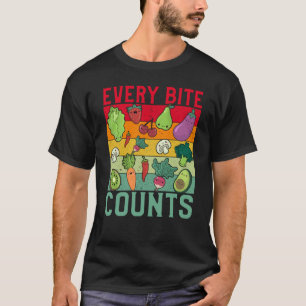 Camiseta Cada mordisco cuenta refrán vegano vegano